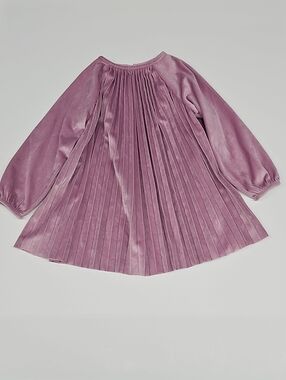 Hanna Andersson Mauve Velvet Pleated A-Line Dress